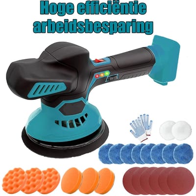 Draadloze autopolijstmachine compatibel met Makita-accu, 19-delige autopolijstset, 6 variabele snelheden, 6000 tpm, autopolijstmachine voor waxen, detailing en krasverwijdering (exclusief accu)