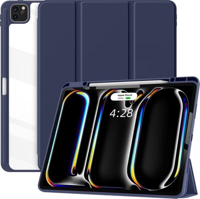 Solidenz Hoes - Geschikt voor iPad Pro 11 inch (M5 2025 / M4 2024) - Case Met Autowake / Autosleep - Hoesje Met Pencil Houder - Donkerblauw