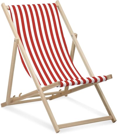 Tuinstoel - Strandstoel - Ontspannen Buiten - 3-voudig Verstelbaar - 90 cm Hoog - Rood Gestreept