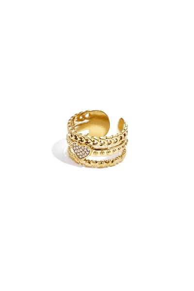 Statement ring met roos in hart - Goudkleur
