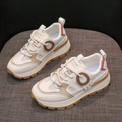 Nieuwe Papa Schoenen Meisjes Lente Student Sport Hardloopschoenen Casual Schoenen Dikke Zool Verhoging 40 kaki