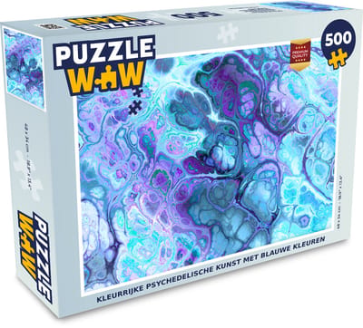 Puzzel Kunst - Golf - Blauw - Psychedelisch - Legpuzzel - Puzzel 500 stukjes