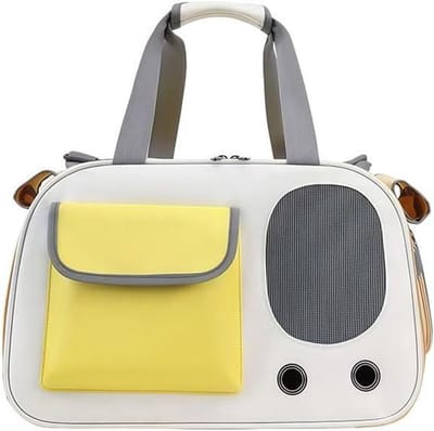 Huisdier Reistas - Kattentas Hondentas - Veilig Vervoer - Vormvast Stalen Frame - Tot 5 kg - Beige Geel