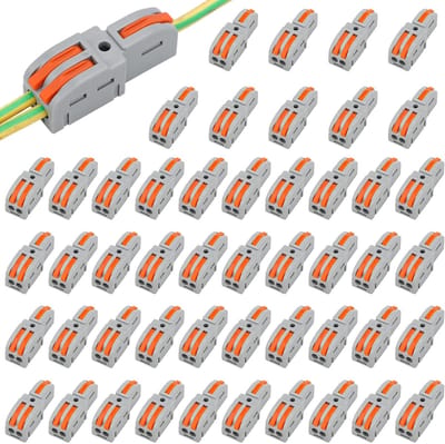 50 stuks hendeldraadconnectoren, 1 in 2 uit DIY mini-splitsen compacte splitter docking-aansluitblok, hendeldraadmoer elektrische elektrische connectoren, circuit inline 24-12 AWG