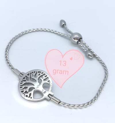 Armband - RVS - Levensboom - zilverkleurig - Twister stijl - verstelbaar - schuifsluiting - pas altijd - Levensboom symboliseert vrede en oneindige liefde.