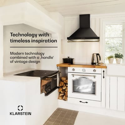 Klarstein Afzuigkap Montblanc Wandkap, Afvoer/Recirculatie, 3 Standen, Schouwkap Met Max. Afzuigcapaciteit: 599 m³/h, wandmontage, Breedte: 60 cm, Zwart - Wandafzuigkap - 50 cm 165W - voor Keuken - Vetfilter - Dampkap - Wasemkap