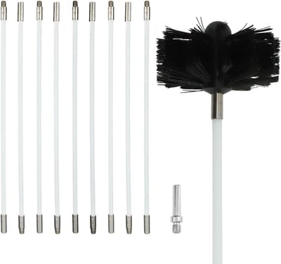 Chimney brush set, stove pipe brush cleaning kit includes 9 flexible rods, 1 brush head and 1 hex rod for cordless - ShopVlot