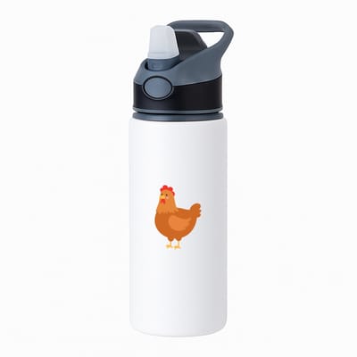 Hacebo® - Kip waterfles met rietje zwart - Kippen - Dieren liefhebbers - Haan - kinderboerderij - vogels - water fles - 650ML