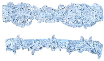Dailygoods- Kousenband Bruiloft Elegant Design - Kousenband Blauw - Kousenband Kant - Bloemenornamenten - Eenheidsmaat - Comfortabel Accessoire - Bruidssieraad
