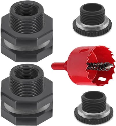 Regenton Kraan Set - Watertank Adapter - Water Opslag - Corrosiebestendig PVC - 2.5 cm - Grijs