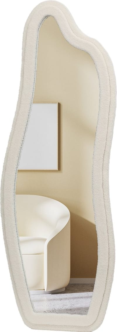 Teddy Spiegel Rosie - Bouclé Velvet - Japandi - Wandspiegel - 160 x 60 cm - Wit