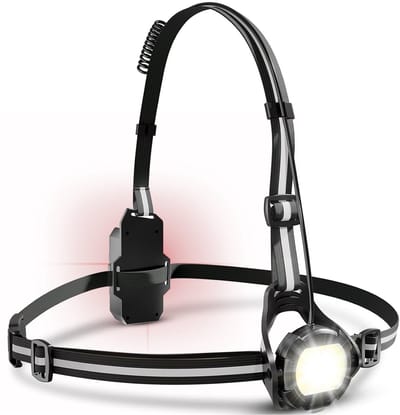 Vesfy Borstlamp Hardlopen - 500 Lumen Hardlooplamp - USB Oplaadbaar - Met Achterlicht - Verstelbaar - Waterdicht