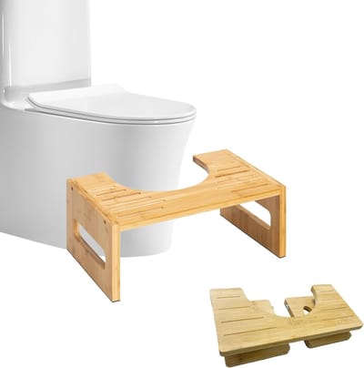 Opvouwbare Bamboe Kruk voor Badkamer, Ideaal voor Toiletgebruik, Vermindert Verstopping en Winderigheid, Makkelijk te Reinigen en Antislip Design