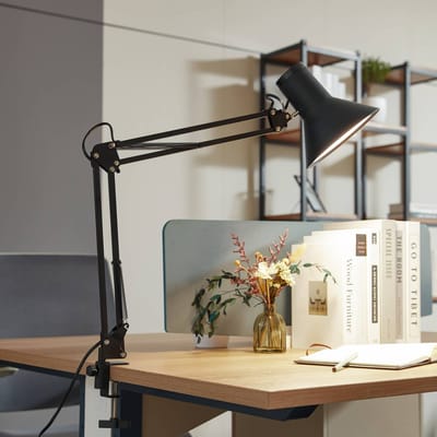 Lindby - Klemlamp- met dimmer - 1licht - Metaal, kunststof - H: 70 cm - zwart - Inclusief lichtbron