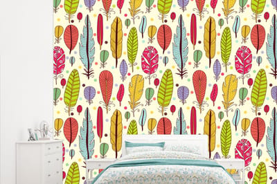 Behang - Fotobehang Patroon - Veren - Kleuren - Jongens - Kinderen - Kids - Kind - Breedte 315 cm x hoogte 260 cm