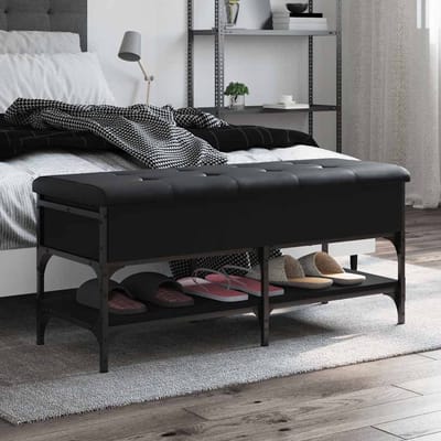 vidaXL - Schoenenbank - 102x42x45 - cm - bewerkt - hout - zwart