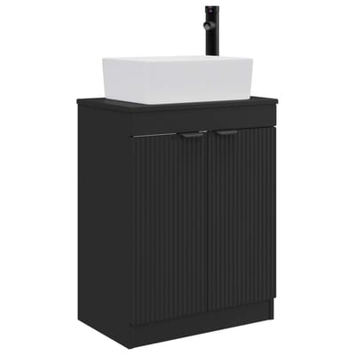 vidaXL - Badkamer - Vanity - met - Wastafel - Zwart - 54 - x - 35 - x - 83 - cm - Bewerkt - hout