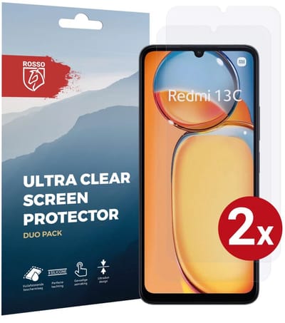 Rosso Screen Protector Ultra Clear Duo Pack Geschikt voor Xiaomi Redmi 13C / Poco C65 | TPU Folie | Case Friendly | 2 Stuks