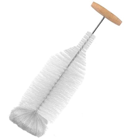 Dailygoods- Flessenborstel 35 cm - Roestvrij Staal - Nylon - Krasvrij - Voor Glazen Flessen - Inclusief 1 Stuk - Voor Verborgen Hoeken - Flessenreiniger