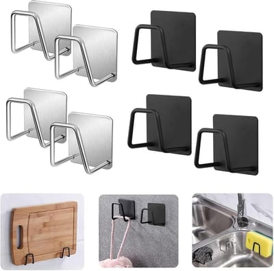 Keuken Organizer - Spons Houder - Aanrecht Opruimen - U-vormig Hol Ontwerp - 8 Stuks - Zwart Zilver