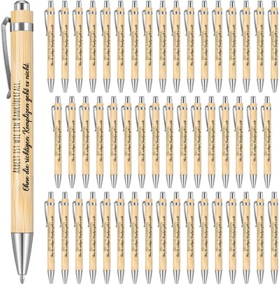 Dailygoods- Houten Balpen Set - 50 Stuks - Cadeau voor Medewerkers - Grappige Gravure - Duurzaam Hout - Zwarte Schrijfkleur - Balpennen