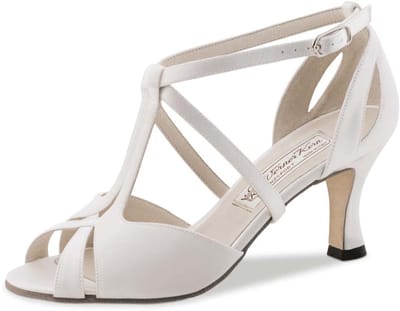 Werner Kern Francis LS Bruidsschoenen Wit Satijn met Lederen Zool - Binnen en Buiten Dansen - Dansschoenen Dames - Hak 6,5 cm - Salsa, Latin, Kizomba, Tango - Werner Kern Bridal - Wit - 39 1/3