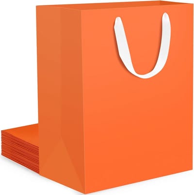 Oranje Cadeautassen Medium (10 stuks) - Stevige Papieren Tassen met Handvat