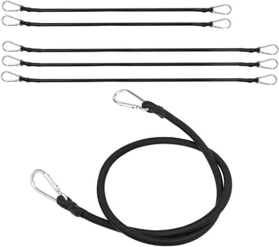 Set van 6 Bungee Cords met Haken, 1 m en 1,5 m Lange Luggage Bands, 10 mm Dikke Spanningskoorden voor Motoren en Zeilen