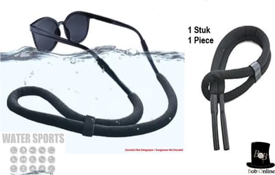 Bob Online™ - 1 Stuk – Zwart – Verstelbare Drijvend Brillenkoord – 1 Piece – Black – Adjustable Floating Glasses Retainer – Sport Brillenkoord – Unisex Volwassenen Drijvend Brilhoudertouw – Watersport Brillentouw – Zonnebril Koord – Brillentouwtje