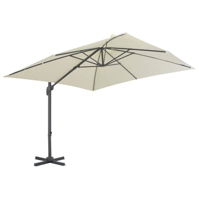vidaXL - Zwevende - parasol - met - aluminium - paal - 300x300 - cm - zandkleur