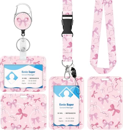 Kaarthouder Set - Naamkaartjes Houder - Veilig Identificeren - Inclusief Lus - 8.6 x 5.5 cm - Roze Mix
