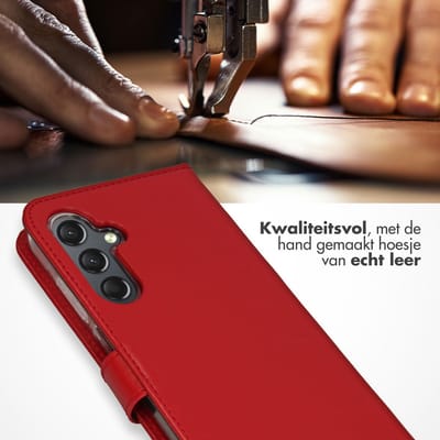 Selencia Echt Leren Bookcase voor de Samsung Galaxy A25 (5G) - Rood