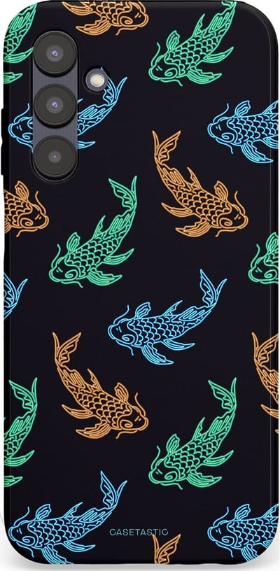 Casetastic hoesje geschikt voor Samsung Galaxy A25 - Dubbellaagse bescherming - Neon Koi - Fashion Case - Zwart Petrol Donkergroen Bruin