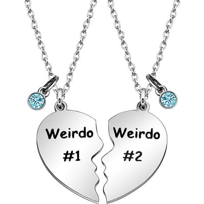 Mode Kristal Bedel Weirdo 1 Weirdo 2 Hart Hanger Ketting Roestvrij Staal Beste Vrienden Zussen Koppel Kettingen Sieraden white