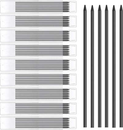 9 Stuks Houtbewerking Potlood Navullingen, 2.8mm Vaste Potloden voor Constructie, Architectuur en Tekenwerk, Ideaal voor Diepe Gaten en Precisiewerk