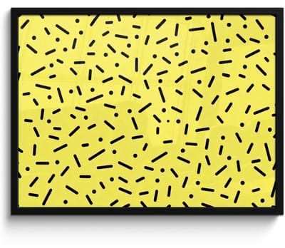 Poster in lijst - Fotolijst 70x50 cm - Posters - Gaming - Stippen - Strepen - Geel - Posterlijst zwart - Decoratie - Wanddecoratie woonkamer - Muurdecoratie slaapkamer