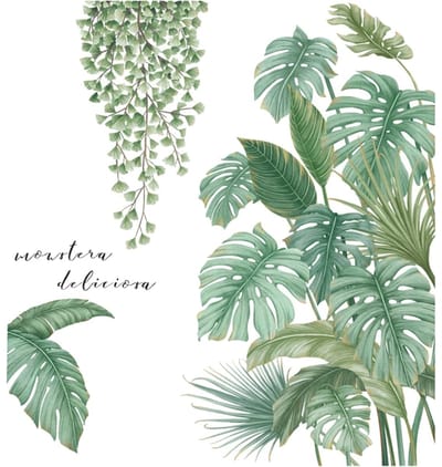 EXCITAT Groene planten muurstickers - tropische planten palmblad stickers - blad stickers - wijnblad muurstickers - woondecoratie - geschikt voor slaapkamer, woonkamer, kantoor, etc.
