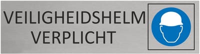 CombiCraft aluminium deurbordje Veiligheidshelm verplicht - 165 x 45 mm met tape