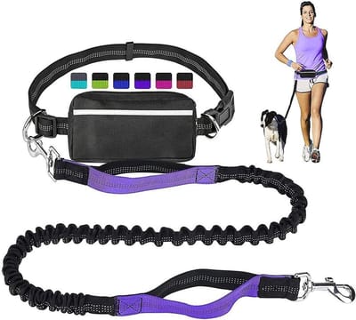 Handsfree Hondenriem - Trekriem Honden - Hond Uitlaten - Reflecterende Stiksels - Verstelbaar - Paars