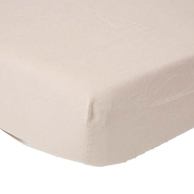 Homescapes linnen hoeslaken extra hoog - beige-naturel, 140 x 190 cm