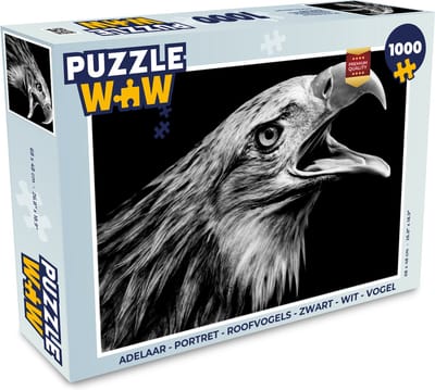 Puzzel Adelaar - Portret - Roofvogels - Zwart - Wit - Vogel - Legpuzzel - Puzzel 1000 stukjes volwassenen