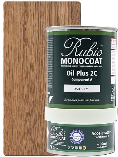 Rubio Monocoat Oil Plus 2C - Ecologische Houtolie in 1 Laag voor Binnenshuis - Ash grey, 390 ml (15 m²)