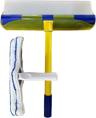 Raamwisser - Spiegelreiniger Schraper - Ramen Zemen - Aanpasbaar Zuigmondontwerp - 39x30cm - Blauw