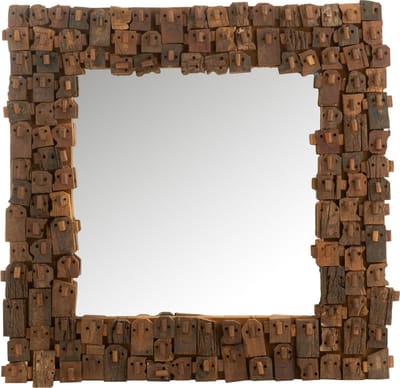 J-Line spiegel Syma - hout/spiegel - naturel - small - 90 x 90 cm