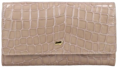 Braun Buffel Portemonnee / Portefeuille - Ritsportemonnee - Leer - Krokodillenprint - Verona - Beige Croco