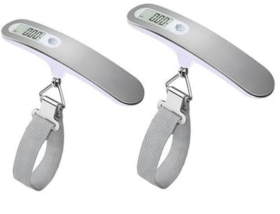 GELLDG 2 Stuks Bagageweger - Digitale Kofferweegschaal - 50 kg Draagvermogen - Intuïtief en Comfortabel Gebruik - Geschikt voor Boodschappen, Bagage en Pakketten - RVS Constructie - 15x3x5,5 cm