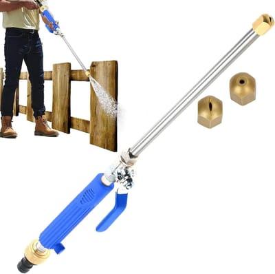 Hogedrukslangmondstuk - Sproeierkop - Krachtig Reinigen - Duurzame Aluminiumlegering - 47 cm Lengte - Zilver