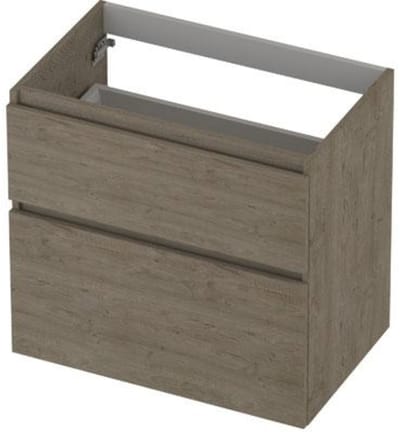 INK - Onderkast 2 Laden Greeploos Hout Decor met Houten Keerlijst A-symmetrisch - 700x450x650 Mm - Greige Eiken