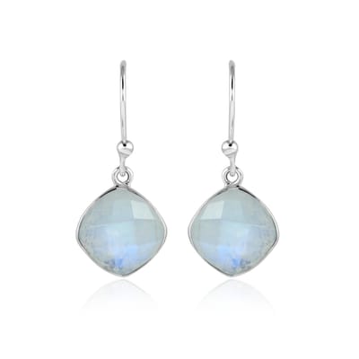 SilverGems Zilveren oorhangers met Regenboog Maansteen edelstenen