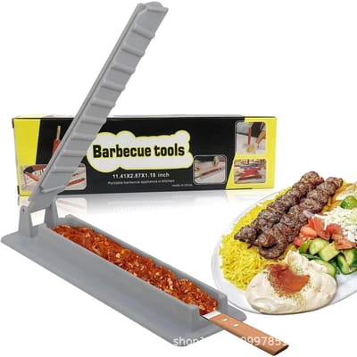 Enkele Rij Kebab Maker BBQ Vlees Spies Making Machine Herbruikbare Plastic Barbecue Spies Maker Kebab Voorbereiding Camping BBQ Gereedschap black